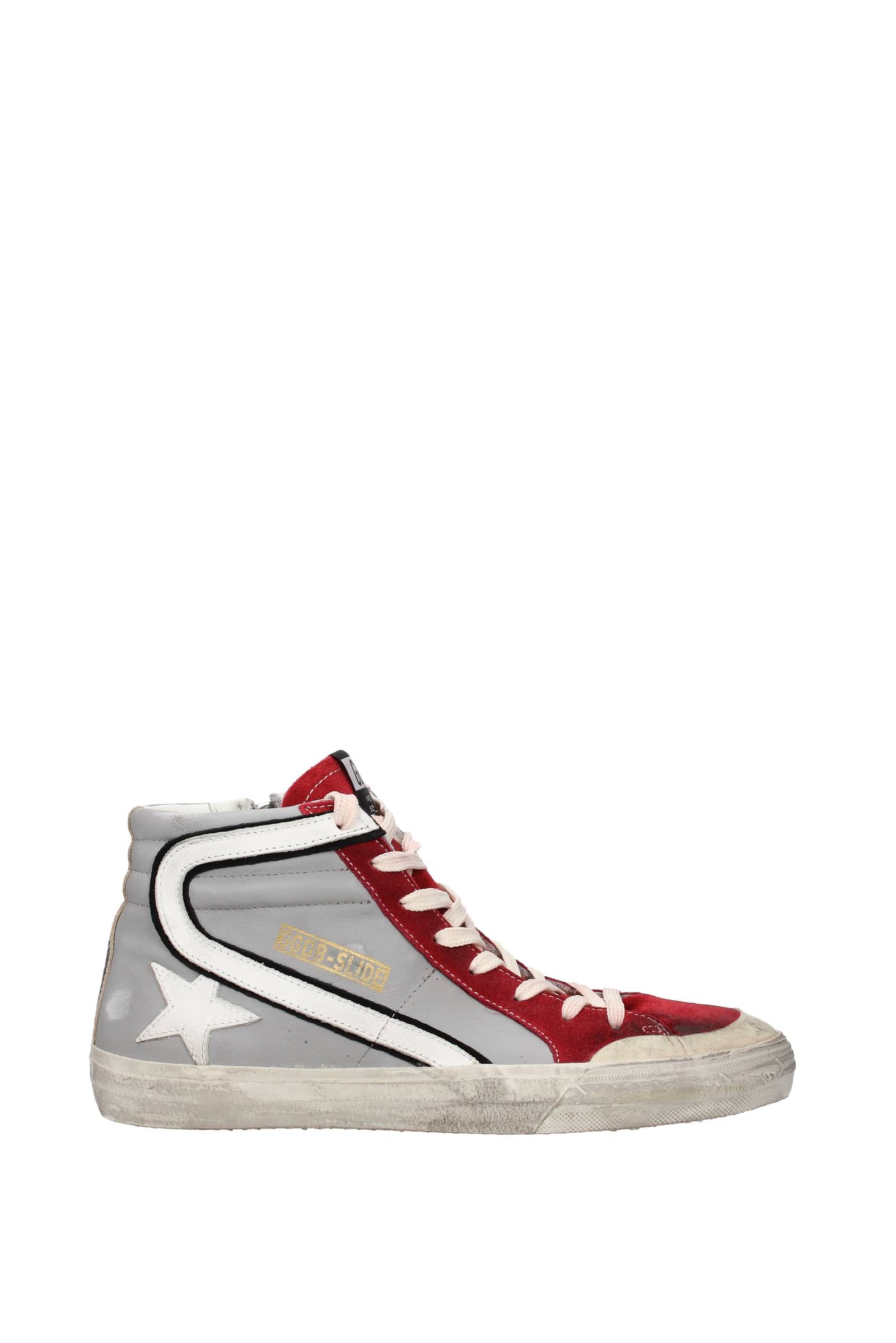 Slide sneakers with silver glitter and purple laminated leather upper | Golden  Goose